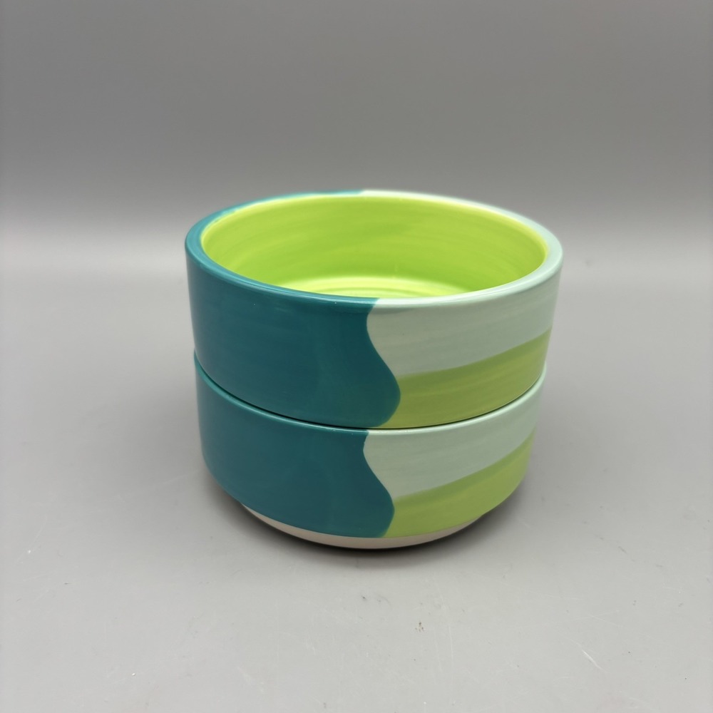 Top-Paw Blue-Green Ceramic Pet Bowl Rubber Grip Dishwasher Safe 4"  Set Of 2 - Picture 6 of 7